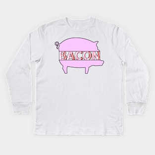 streaky bacon strips rashers pig Kids Long Sleeve T-Shirt